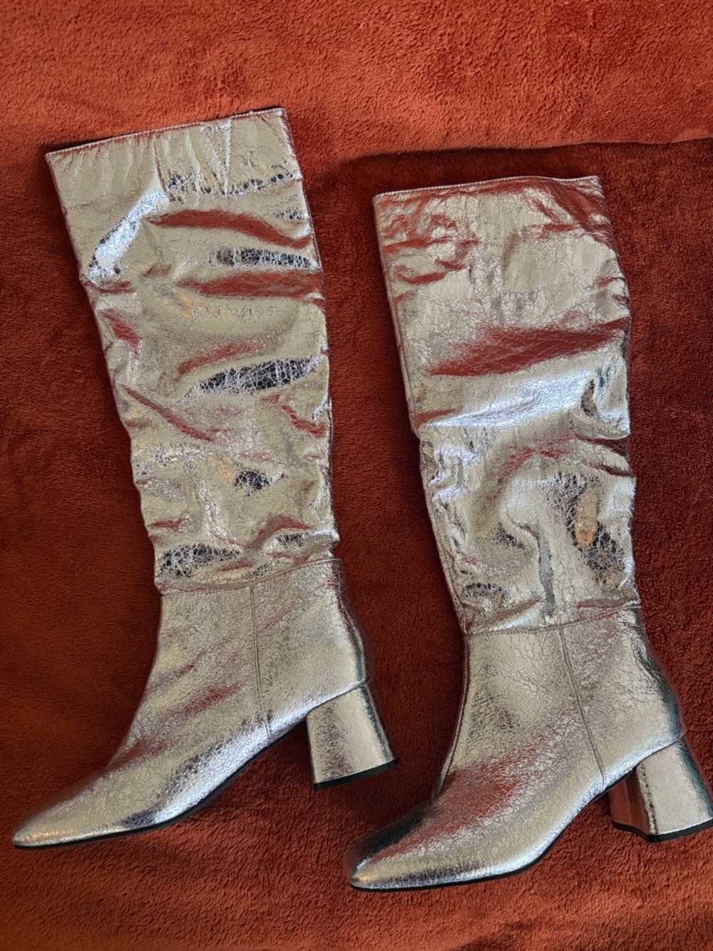 Bellini Remi Silver Metallic Knee-High Block Heel Boots